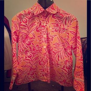 Izod Vermillion & Magenta Floral Shirt